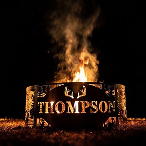 Personalized Deer Scene Fire Pit Ring: Heavy Duty Steel, Custom Name Fire Pit Ring, Unique Christmas Gift Idea, Home Metal Decor. - Etsy