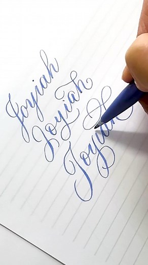 Joyiah written in calligraphy 3 ways 🪄 Want free lettering downloads?We have 20 Free Practice Sheets in our worksheet library.Just comment ✨ FPS ✨We’ll automatically send a link to your DMs!What should we write next? | Loveleigh Loops