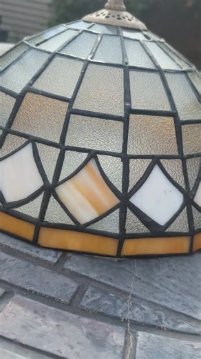 VINTAGE TIFFANY STYLE White & Amber Stained Glass Lampshade/ Ceiling Light Cover - Etsy