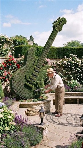 Grandpa Grew a Rockstar Guitar Topiary in My Rose Amphitheatre 🎸🌹