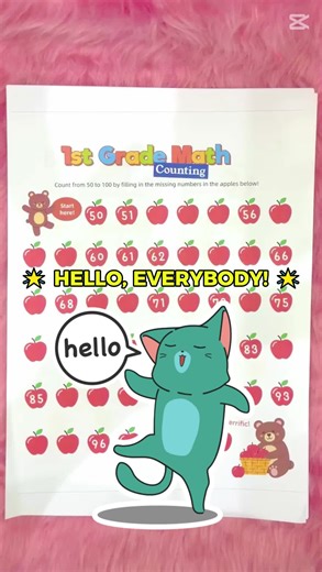 "Let’s count together! 🔢✨ 1st Grade Math Fun: Numbers 51-100! 🦖📚 #D...