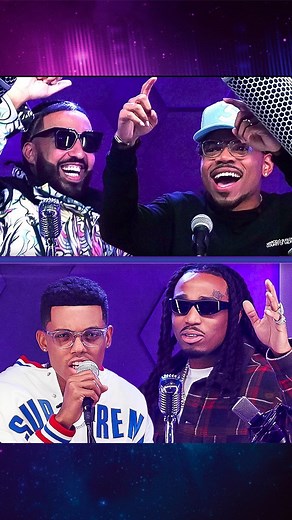 @chancetherapper, @jabaribanks, @Quavohuncho and @FrenchMontana enter the Doombox and put their lyrical skills to the test in Slay It Don’t Spray It! #ThatsMyJam | The Tonight Show Starring Jimmy Fallon