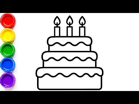 Cute Birthday Cake Drawing for Kids | Easy Cake Drawing Tutorial | Birthday Cake 🎂 Drawing for Kids