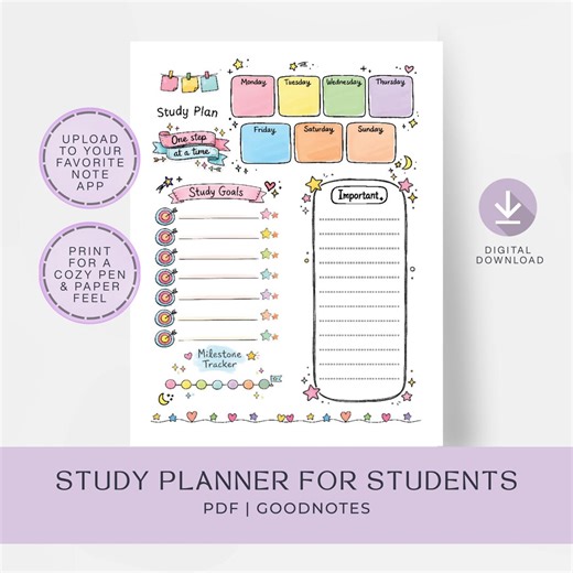 Homeschool Student Planner, Printable Daily Goals & Digital Study Organizer, Kids Priority Checklist, PL