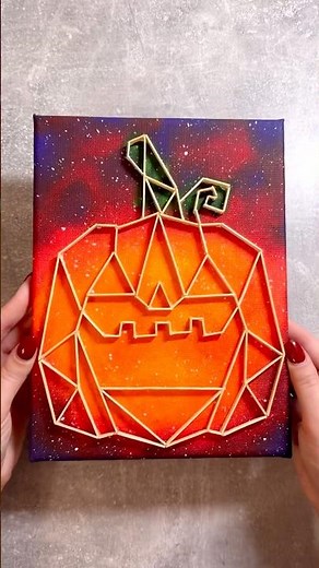 ✨ DIY Halloween Wall Art 🎃 | Geometric Pumpkin Decor 🍂