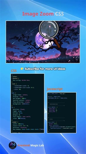 🔍 Interactive Image Zoom | Pure CSS + JS 🌌