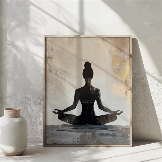 Yoga Meditation Print, Zen Wall Art, Minimalist Yoga Pose Silhouette Painting, Meditation Wall Art, Mindfulness Decor, Yoga Room Decor - Etsy