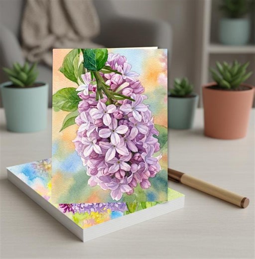 Lilac Flower Note Card Set, 8 Handmade Purple Floral 5x7 Stationery - Etsy