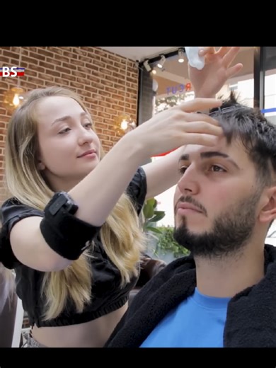 ASMR lady Dila💃with new client making him ready to the head massage 💆 relaxing and enjoying🎧✨ #asmrsounds #barbershop #satisfy #fy #massage