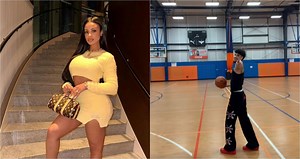 LaMelo Ball's girlfriend Ana Montana and pet dogs join him for offseason workout