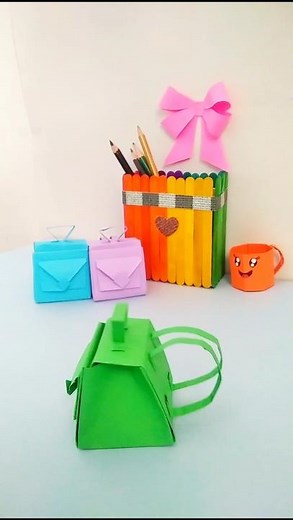 DIY Mini Paper Backpack 🎒 | Paper Craft for Schools #diy #craft #shortsviral