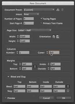 InDesign Tutorials — Half-Fold Brochure Set Up New Document