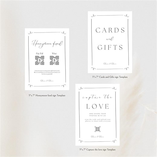 Wedding Sign Set: Cards and Gifts, Honeymoon Fund, Photo (digital Download) - Etsy