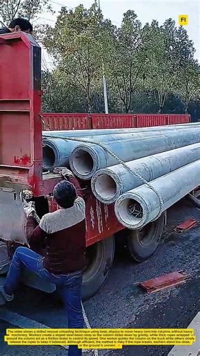 Manual Unloading Techniques for Concrete Poles