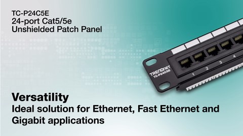 TRENDnet 24-Port Cat5-5e RJ-45 UTP Unshielded Patch Panel, Wallmount or Rackmount, 100Mhz, Color-Coded Labeling, Cat5,Cat5e,Cat4,Cat3 Compatible, 1U Rackmount, Black, TC-P24C5E