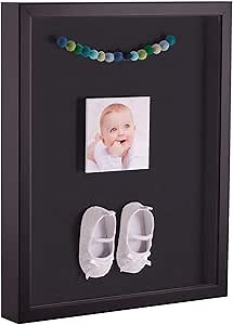ArtToFrames 18 x 24 Inch Shadow Box Picture Frame, with a Satin Black 1'' Shadowbox Frame and Black Mat