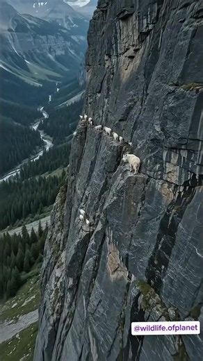These Goats Are Standing on an Almost Vertical Wall… 😳🐐#shorts