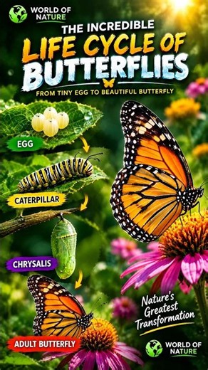 The Incredible Life Cycle of Butterflies 🦋 | From Tiny Egg to Beautiful Butterfly |World Of Nature