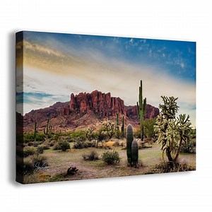Arizona Desert Picture Saguaro Cactus Artwork Nature Photo, Lost Dutchman Superstition Mountains, Canvas & Metal - Etsy