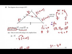 The diagram shows triangle OPT. In the diagram Vector OT = t and vector OP = p.