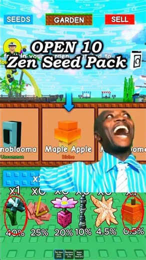 Opening 10 Zen Seed Pack 🧘🏼‍♂️ #roblox #growagarden #shorts #aper