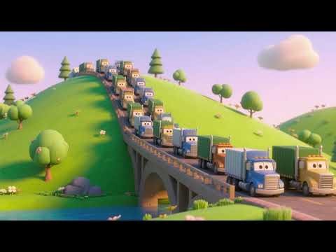 Sixteen Trucks on the Honeydew Hill Bridge | Counting Song for Kids | Nursery Rhymes