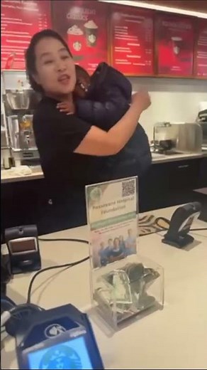 #joa first job thank you to Starbucks for letting her ring up some stuff #fypシ #cute #christmas 🎄