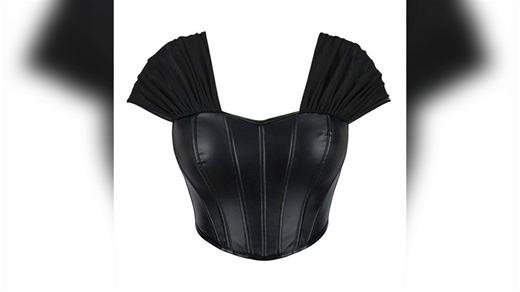 2025 Black Faux Leather Corset Top with Breathable Mesh Firm Control Sexy Off-Shoulder Contrast Design Fashionable for Women