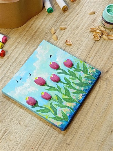 Easy Acrylic Painting Tutorial: Tulips from Pista Shells