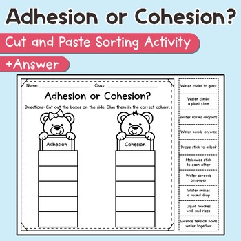 Adhesion or Cohesion? Cut and Paste Sorting Activity – Fun Science