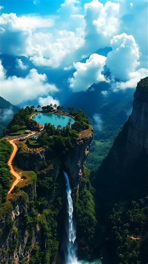 Epic Waterfall Infinity Pools 😁 View!! #shorts 4k video