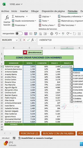 Como crear funciones con nombres en Excel. #exceltrucos #cursoexcel #cursodecexcel #exceltutorial #excel #exceltips #exceltrucosrapidos #excelpro #exceltutorialforbeginners #cursosonline