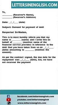 Demand Letter for Payment of Debt Taken