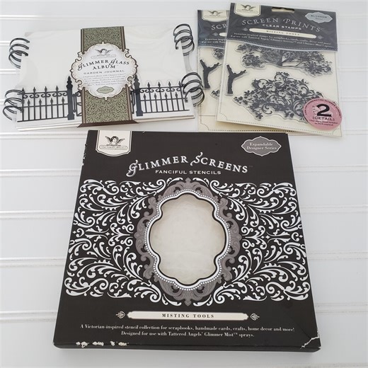 Tattered Angels Glimmer Screens Bundle Album Stamps Stencils Scrapbooking Set - Etsy