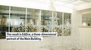 Have you seen the new art installation in Duncan Student Center? Sculptor Ralph Helmick created "Edifice," a three-dimensional representation of the Main Building, out of 4,100 pewter heads sculpted from 3-D captured portraits of students, faculty and staff on campus. | University of Notre Dame