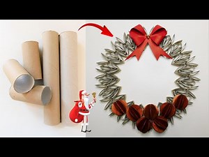 Super Christmas Wreath with Bow / Toilet Paper Rolls Craft Ideas / Home Decor DIY