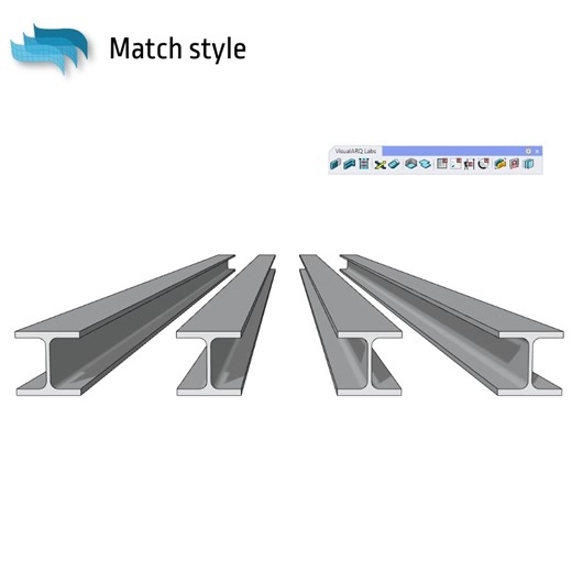 Match style between VisualARQ objects! In this case, a beam gets the style from another one. This is already possible in VisualARQ with the VisualARQ Labs plugin, which adds some additional commands that streamline your modeling workflow. Check it out here: https://www.visualarq.com/labs/ #rhino3d #Visualarq #bim #flexiblebim #architecture3d #architecture2d #parametricarchitecture #softwarearchitecture #grasshopper3d #architecturaldrawings #freeformarchitecture #visualarqfeatures #visualarqlabs