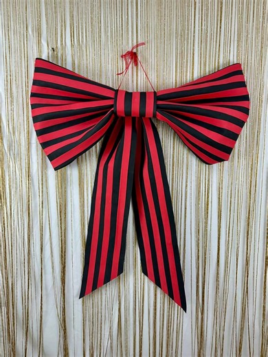 Black and Red Striped Bow, Large Decorative Bow, Oversized Gift Bow, Big Holiday Bow for Door Wall Window, Party and Event Decor Bow - Etsy