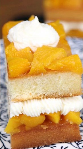 Peach Cake with Gelatin and Whipping Cream