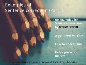 Class X- Solution of Vyakaran Darshika- Sentence Correction