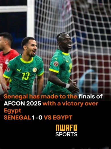 AFCON2025: TEARS OF THE RIVER NILL FLLOWS DOW EGYPT.....and many questions...why SENEGAL..why cant Moh salah win @TotalEnergies AFCON 2025. Mané’s Late Strike Sends Senegal Past Egypt into AFCON Final Senegal secured a hard-earned 1–0 victory over Egypt in their Africa Cup of Nations semi-final, with captain Sadio Mané scoring the decisive goal late in the second half to send the Teranga Lions into the final. The much-anticipated clash between two African heavyweights was played at a high tactic