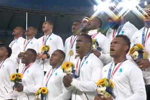 The Fiji gold medal rugby team somehow sings even better than they play