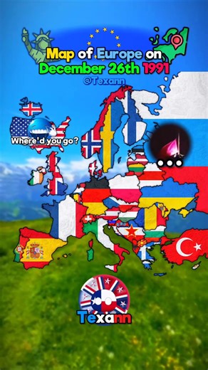 Map of Europe on January 1st 1991 & December 26th 1991 Map Edit || #fyp #map #mapping #texann