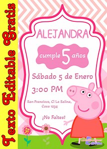 Invitación de Peppa Pig Gratis - Invitaciones Editables 2026
