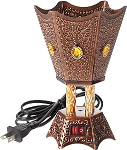 Bakhoor Electric Incense Burner Middle Eastern Style Tabletop Electric Censer Censer Metal Incense Burner for Home Office Yoga Spa Decor Copper (US Plug)