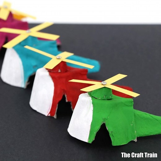 148K views · 43 reactions | Upcycle egg cartons into colourful DIY toy helicopters – so cute! https://www.thecrafttrain.com/egg-carton-helicopter-craft/ | The Craft Train | Facebook