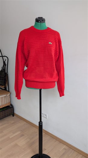 Vintage Chemise Lacoste Red Sweater | Made in France 80s | Wool Blend Crewneck | Old Money Preppy Tennis Aesthetic | Size S/M (3) - Etsy