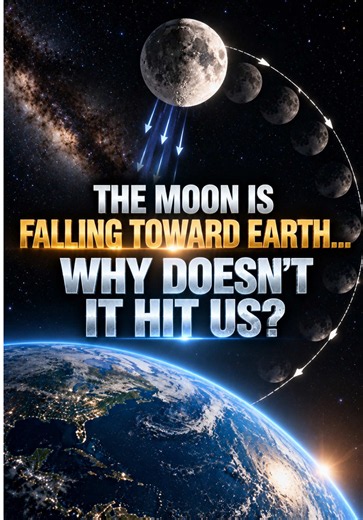 🌕 The Moon is always falling toward Earth. So why does it never hit us? Because it is also moving sideways so fast that its path keeps curving around our planet instead of straight into it. 🌍 That continuous free fall is what we call an orbit. The weird part? The same basic idea also keeps satellites circling Earth. 🛰️ #Moon #Orbit #Astronomy #Space #Science