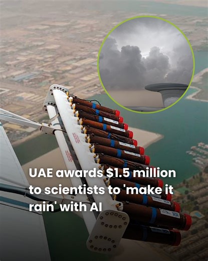 Media From A to Z in Dubai 🇦🇪 on Instagram: "Can AI make it rain? The UAE is betting big that it can! 🌧️🤖 Three scientists have been awarded $1.5 million each to develop breakthrough technologies for rain enhancement. The winning projects focus on: 🔹 AI: Smarter cloud seeding algorithms. 🔹 Nanotechnology: Advanced materials to trigger rain. 🔹 Landscape Reshaping: Modifying land to naturally encourage cloud formation. This major investment highlights the UAE’s commitment to solving water s