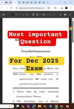 Most important Question for IGNOU Dec 2025 Exam | IGNOU Exam Guess Paper | #ignouExamTips,